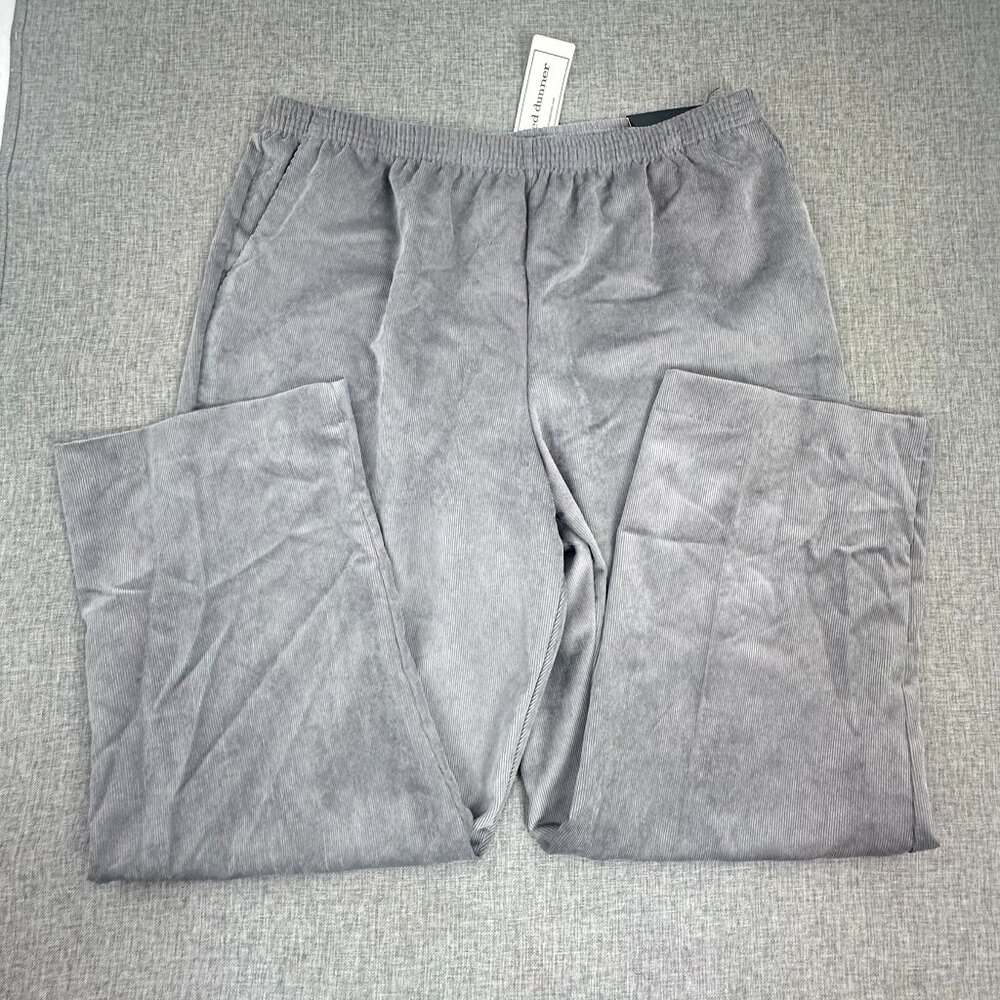 Alfred Dunner Corduroy Pants lightweight Gray‎ Size 18 Proportioned Short Elasti